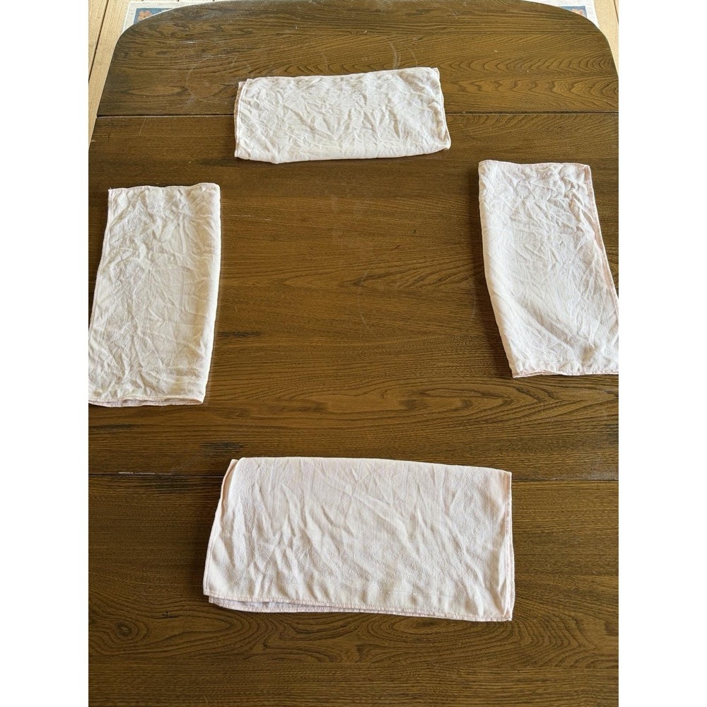 Vintage Blush Pink Damask Cloth Napkins Set of 4 Woven Floral Weave 14x13